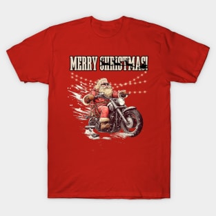 Santa Celebrate Christmas With Motorcycle T-Shirt